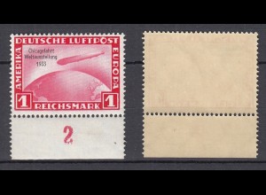 DR MiNr. 496 Chicagofahrt (1933) UNTERRAND postfrisch/** FOTOBEFUND - € 3600