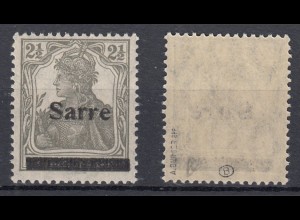 SAARGEBIET MiNr. 2 b III (1920) postfrisch/** BPP geprüft - € 110