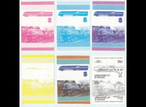 ST.VINCENT Locomotives (1985) 6 Phasendrucke/Farbproben postfr./** UNGEZÄHNT