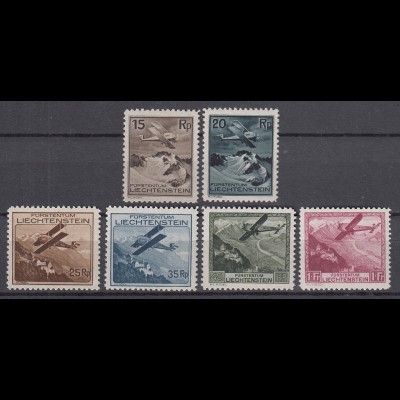 LIECHTENSTEIN MiNr. 108/113 Flugmarken (1930) postfrisch/** FOTOATTEST - € 640