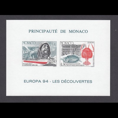 EUROPA CEPT Monaco 1994 Sonderdruck postfrisch/** (MNH) ungezähnt.