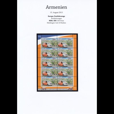 EUROPA CEPT Armenien 2013 Kleinbogen I / minisheet postfrisch/** (MNH) 