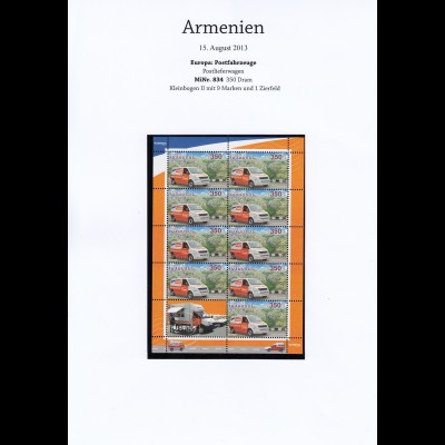 EUROPA CEPT Armenien 2013 Kleinbogen II / minisheet postfrisch/** (MNH) 