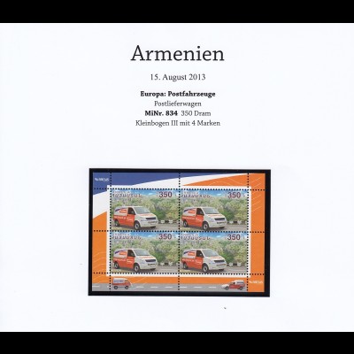 EUROPA CEPT Armenien 2013 Kleinbogen III / minisheet postfrisch/** (MNH) 
