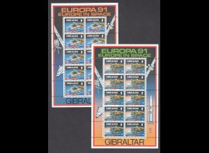 EUROPA CEPT Gibraltar 1991 Weltraum Kleinbögen/minisheets postfrisch/** (MNH) 