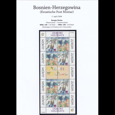 EUROPA CEPT BosnHerz (Kroatische Post Mostar) 2004 KB/minisheet pfr./** (MNH) 