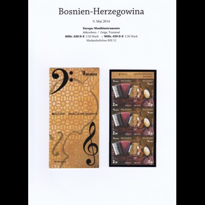 EUROPA CEPT Bosnien und Herzegowina 2014 Markenheft/booklet postfrisch/** (MNH) 