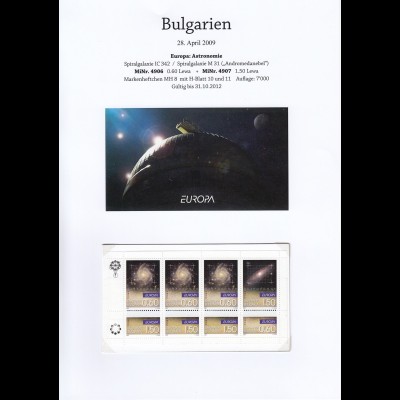 EUROPA CEPT Bulgarien 2009 Markenheftchen/booklet postfrisch/** (MNH) 