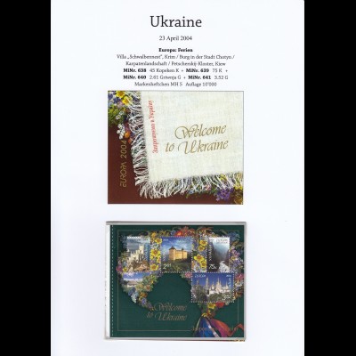 EUROPA CEPT Ukraine 2004 Markenheftchen / booklet postfrisch/** (MNH) - € 100