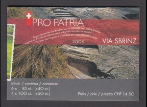 SCHWEIZ Markenheft Nr. 0-154 Pro Patria (2008) postfrisch/** 