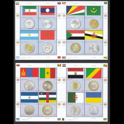 UNO GENF Flaggen und Münzen Kleinbögen 2010+2011 postfrisch/** (MNH) 