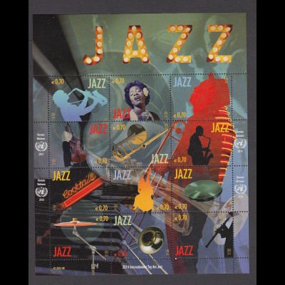 UNO WIEN MiNr. 808/819 Internationaler Tag des Jazz (2014) ZdBg postfr/** (MNH) 