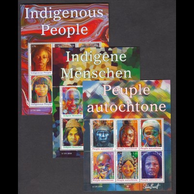 UNO NEW YORK/GENF/WIEN - Indigene Menschen 2009 postfrisch/** (MNH) - 3 Blocks